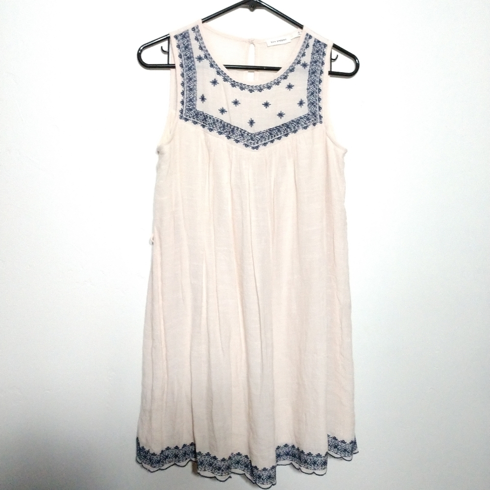 Blu Pepper Summer Dress Sundress Embroidered Sleeveless Cottagecore Size Small